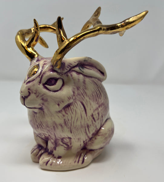 Golden 3rd Eye Jackalope Bud Vase